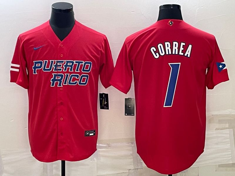 Men 2023 World Cub #1 Correa Red Nike MLB Jersey9->new york giants->NFL Jersey